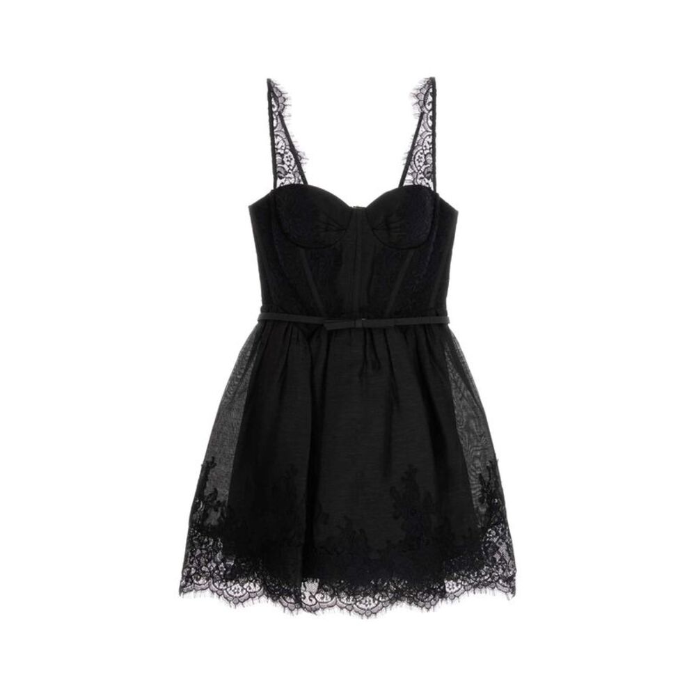Zimmermann Women Black Linen Blend Valiant Mini Dress